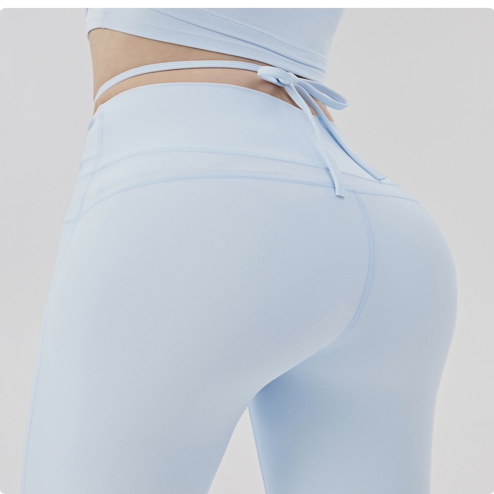 Yoga Pants #6163 High-Waisted Tie-Waist Flared Yoga Pants