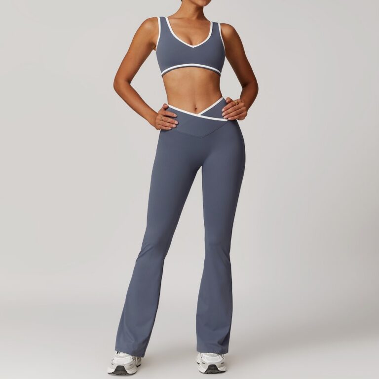 Yoga Outfit Set #8843 Cross-Waist Backless Nude-Feel Yoga Set