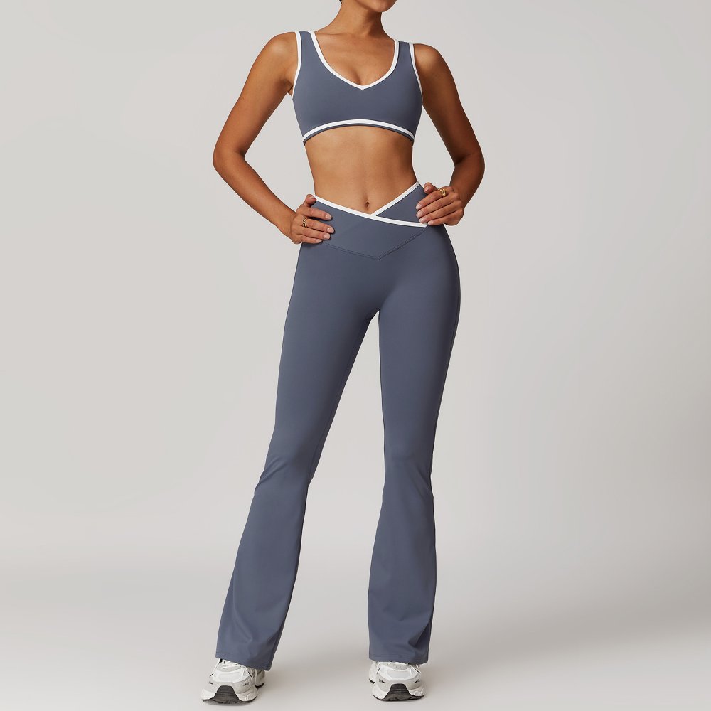 Yoga Outfit Set #8843 Cross-Waist Backless Nude-Feel Yoga Set