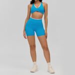 Yoga Outfit Set #6190 Color-Contrast Backless Yoga Set