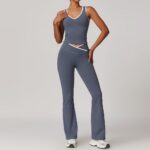 Yoga Outfit Set #8843 Cross-Waist Backless Nude-Feel Yoga Set