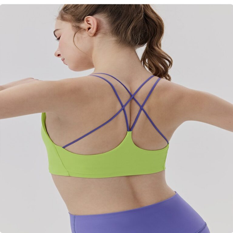 Sports Bra #6014 Contrast-Color Cross-Back Yoga Bra