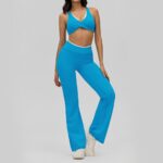 Yoga Outfit Set #6190 Color-Contrast Backless Yoga Set