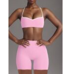 Yoga Outfit Set Cross-Back Nude-Feel Peach Butt Yoga Set#279