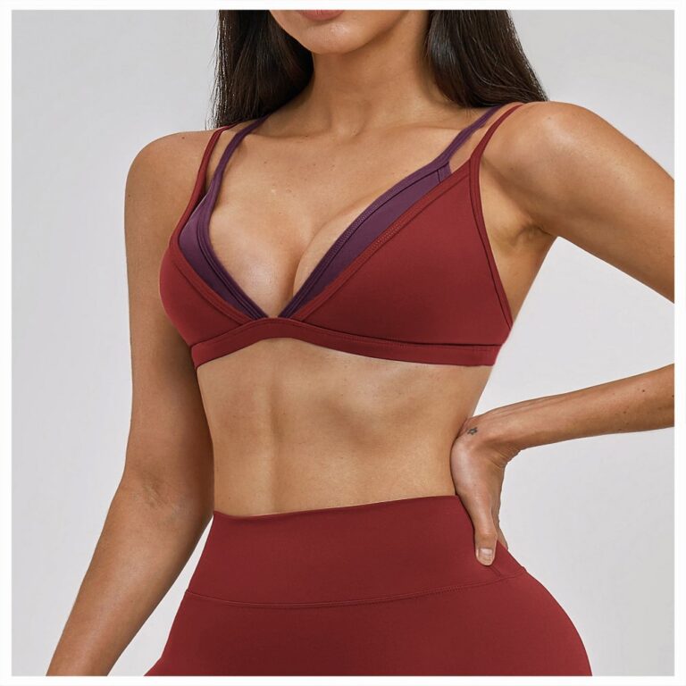 Sports Bra 2-in-1 Contrast-Color Nude-Feel Yoga Bra