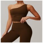 Sports Bra #8408 One-Shoulder Sculpting Yoga Tank Top