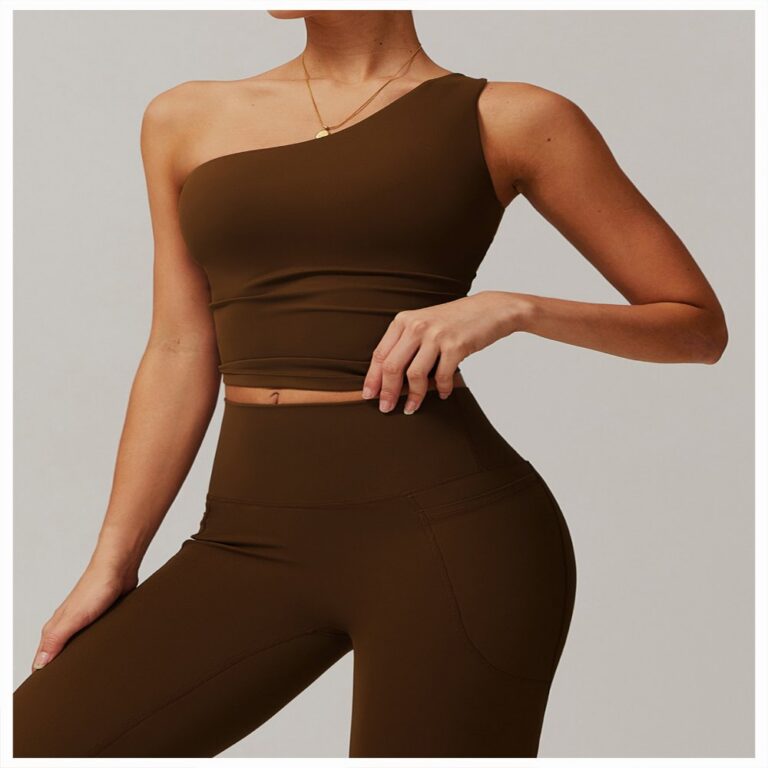 Sports Bra #8408 One-Shoulder Sculpting Yoga Tank Top