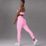 Yoga Outfit Set Cross-Back Nude-Feel Peach Butt Yoga Set#279