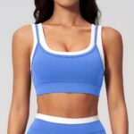 Sports Bra #3129 2-in-1 Contrast-Color Ribbed Yoga Bra