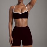Yoga Outfit Set Cross-Back Nude-Feel Peach Butt Yoga Set#279