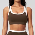 Sports Bra #3129 2-in-1 Contrast-Color Ribbed Yoga Bra