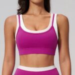 Sports Bra #3129 2-in-1 Contrast-Color Ribbed Yoga Bra