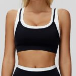 Sports Bra #3129 2-in-1 Contrast-Color Ribbed Yoga Bra