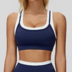 Sports Bra #3129 2-in-1 Contrast-Color Ribbed Yoga Bra